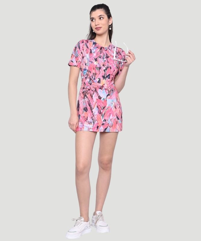 Women's Multicolor Geometric Print Regular Fit Mini Dress