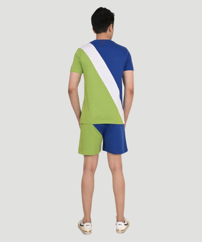 Men's Multicolor Colorblock T-shirt & Shorts Set - A Bold Expression of Style
